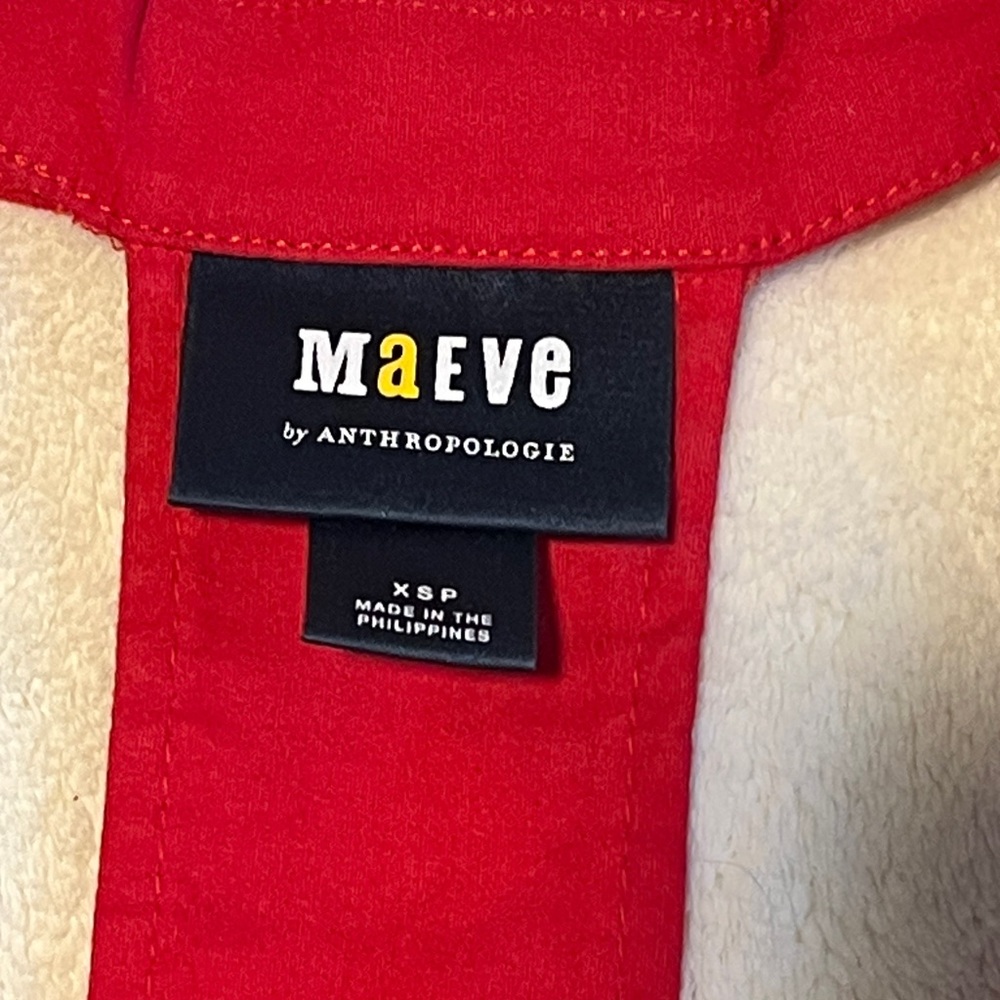 Anthropologie Maeve Scarlet Red Button-Front Mini Dress Collar Halter Pockets XS - Picture 4 of 5